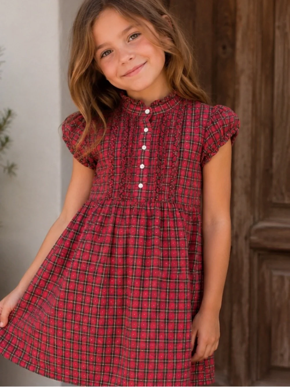 Vintage Ralph Lauren Girl’s Tartan Plaid Dress Ruffle Trim Cottagecore Farm Sz M